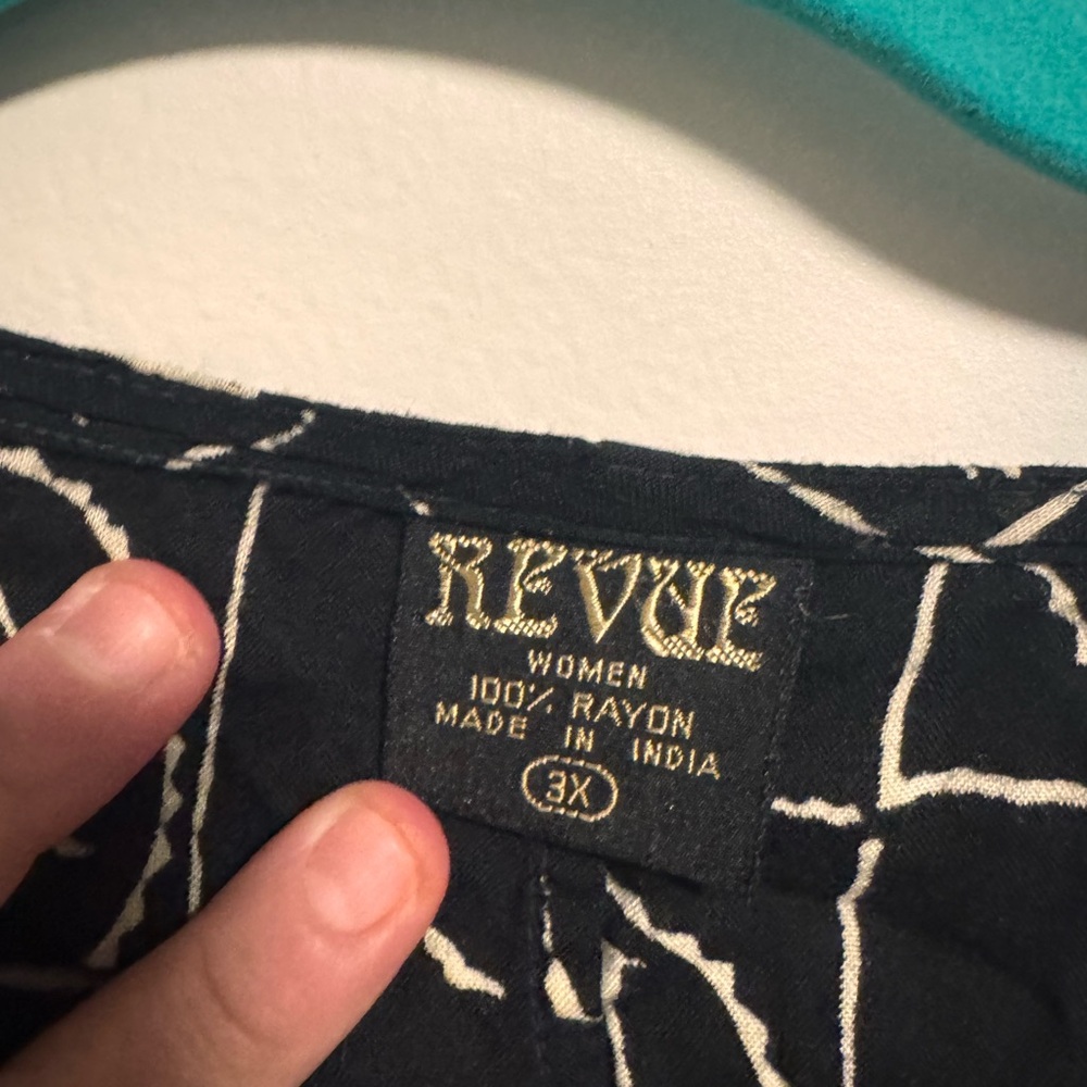 Black Patterned Button Down Shirt - image 2